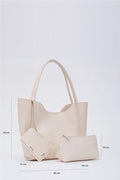 Cream SHK108 faux leather women hand and shoulder bag with wallet and