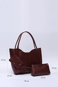 Burgundy SHK108 faux leather women hand and shoulder bag with wallet