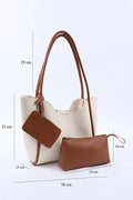 Cream tan SHK108 faux leather women hand and shoulder bag with wallet
