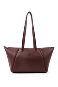 Brown Faux Leather Compartment Zipper Hand Shoulder Crossbody Bag