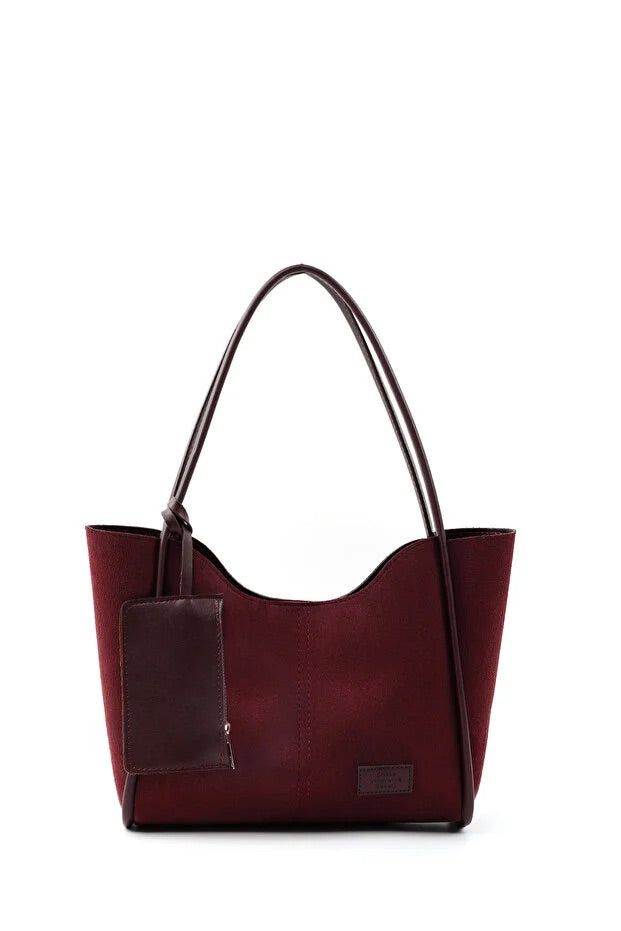 Brown SHK108 faux leather women hand and shoulder with wallet makeup