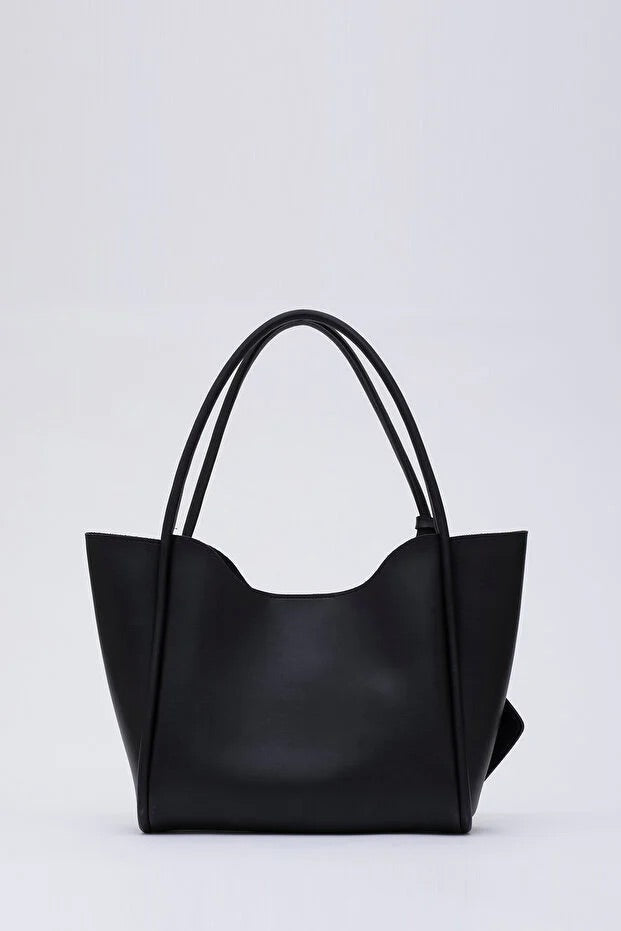 Black SHK108 faux leather women hand shoulder bag with wallet makeup