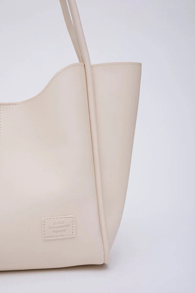 Cream SHK108 faux leather women hand and shoulder with wallet makeup