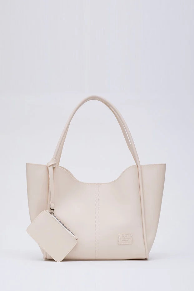 Cream SHK108 faux leather women hand and shoulder with wallet makeup