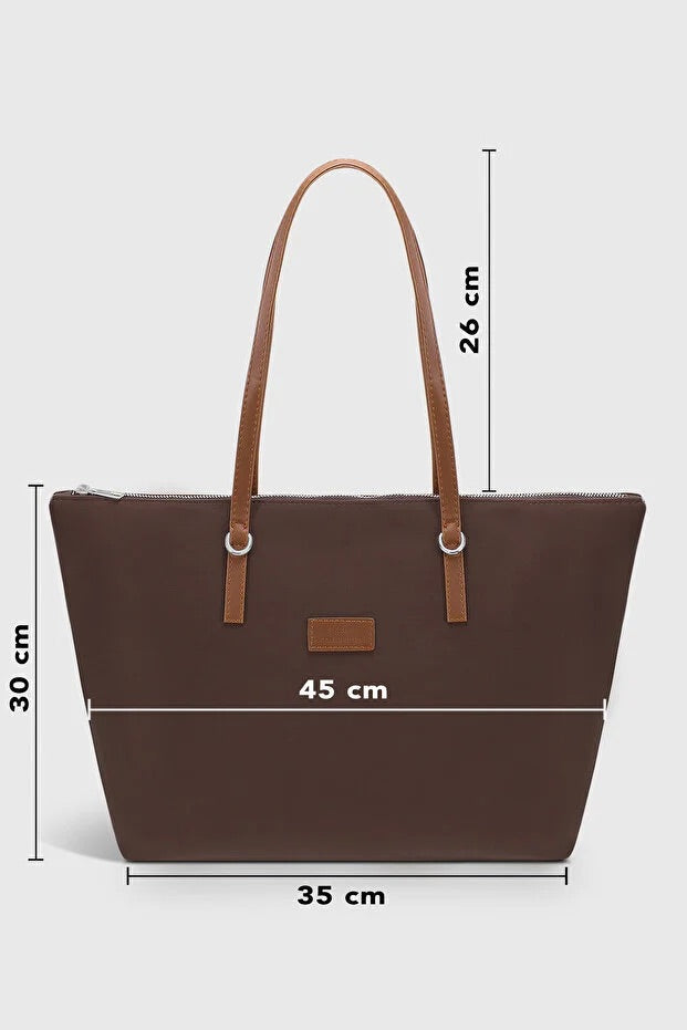 Brown Large Capacity Water Resistant Shopper Bag For Women